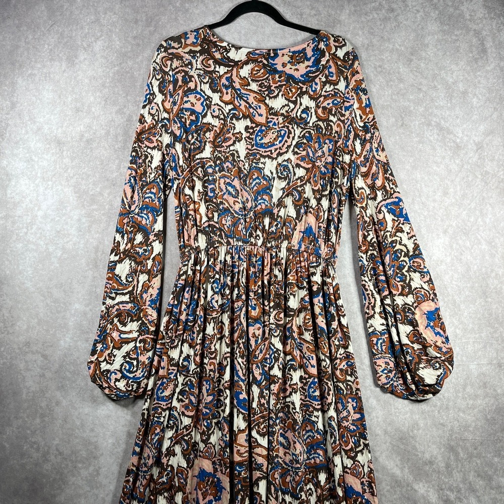 Rachel Pally Maxi Dress Womens L Brown Paisley Long Sleeve Bohemian‎ Long Casual - Picture 5 of 10